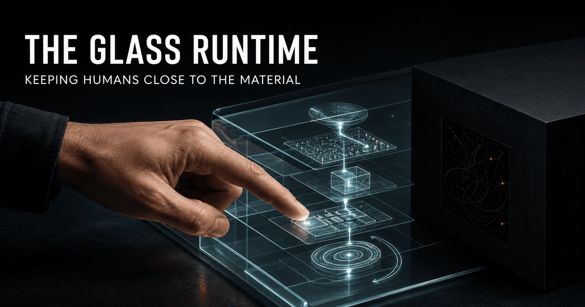 The Glass Runtime: Keeping Humans Close to the Material in an Agentic World illustration
